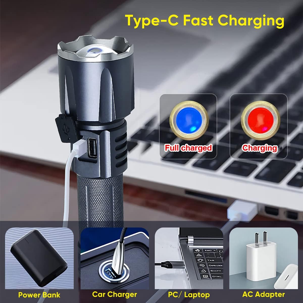 2-Pack LED Flashlights β High Power Rechargeable Torch for Camping, Hiking & Home Use