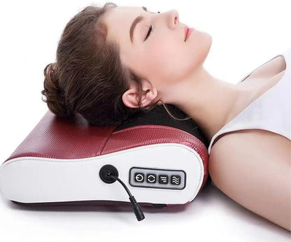 Electric Massage Pillow Vibrator for Neck, Back & Waist Pain Relief – Adjustable Speed, Premium PU Leather