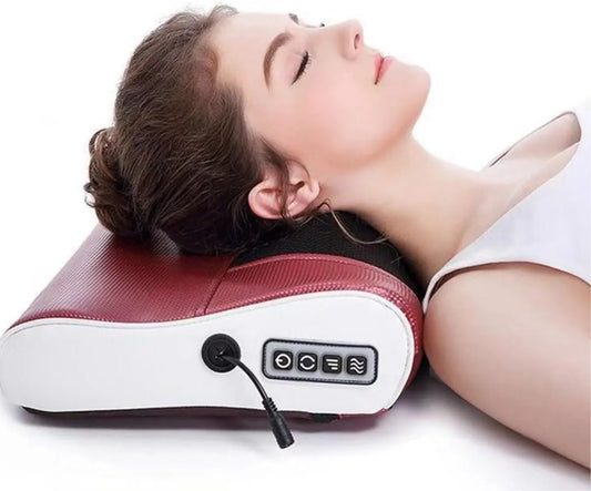 Electric Massage Pillow Vibrator for Neck, Back & Waist Pain Relief – Adjustable Speed, Premium PU Leather