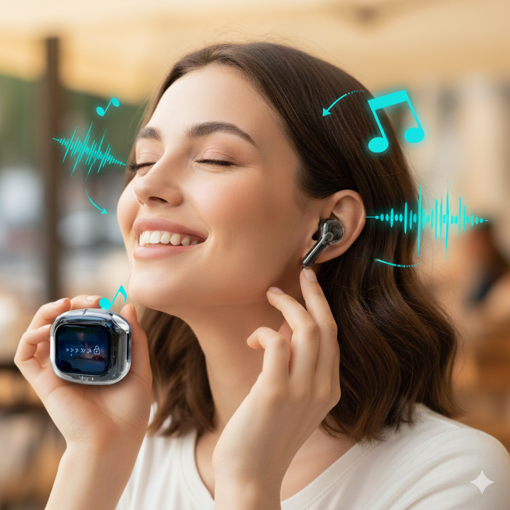 Airmax Transparent Earbuds – True Wireless Touch Control Earphones for Music & Calls